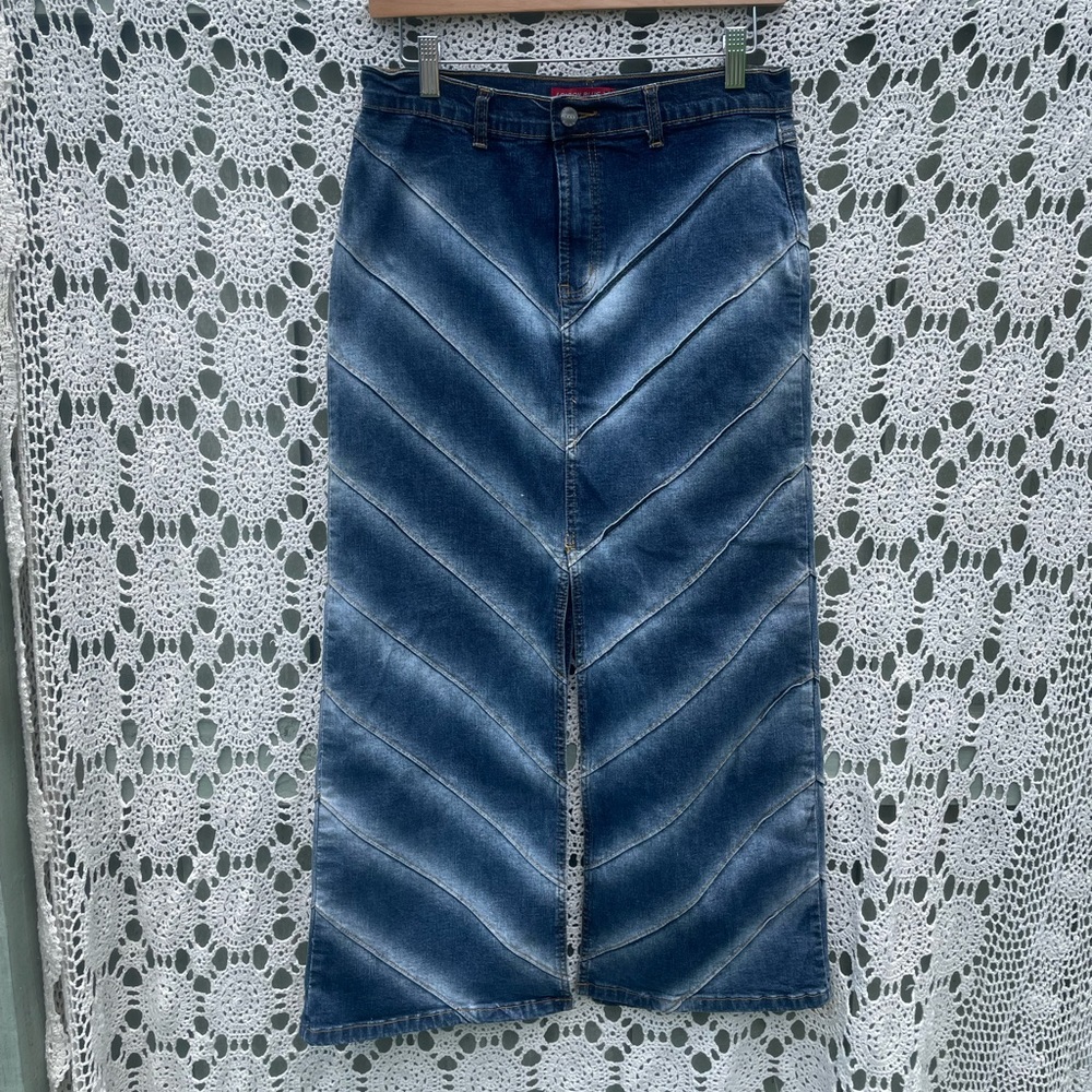 Vintage London Blue denim maxi skirt Y2k
